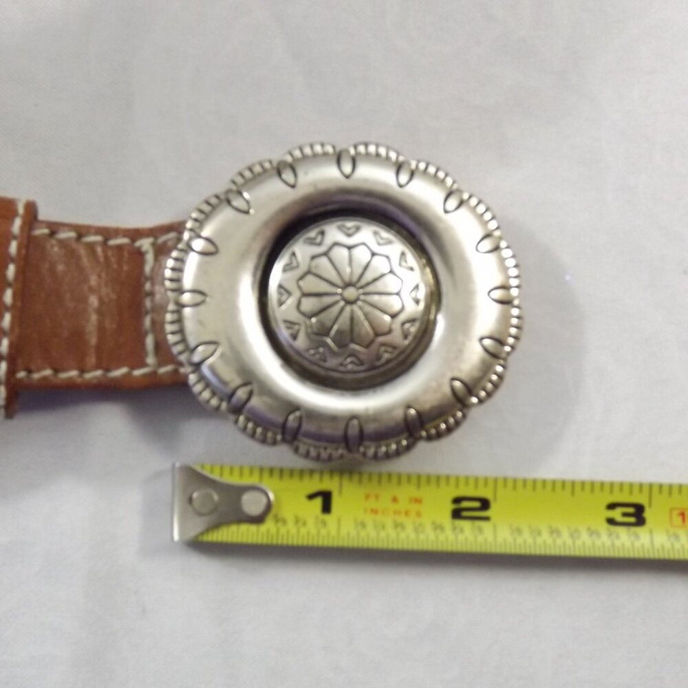 1990 Liz Claiborne Silver tone Belt Buckle on Leather Belt - Picture 11 of 11